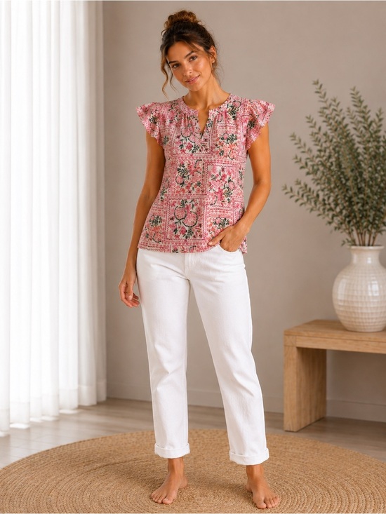 CeCe Tops - Cecce Pink Floral Strapless Peplum Top XS Cottagecore